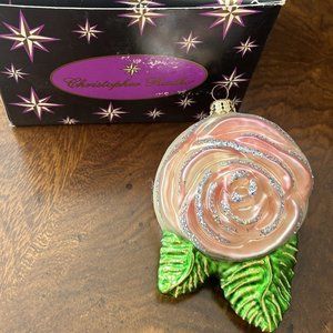 Christopher Radko Rare pink Rose Ornaments